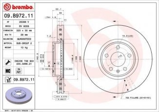 Купить 09.B972.11 Brembo Тормозные диски Audi Q5 (2.0, 3.0, 3.2)