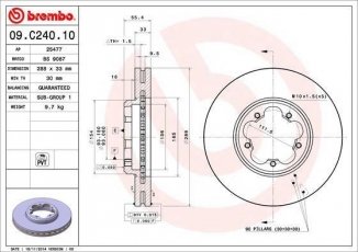 Купити 09.C240.10 Brembo Гальмівні диски Транзіт 8 (2.0 TDCi, 2.2 TDCi)