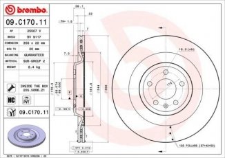 Купити 09.C170.11 Brembo Гальмівні диски Ауді А7 (1.8, 2.0, 2.8, 3.0, 4.0)