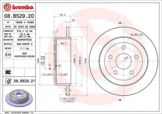 Купить 08.B529.21 Brembo Тормозные диски Вранглер (2.8, 3.6, 3.8)