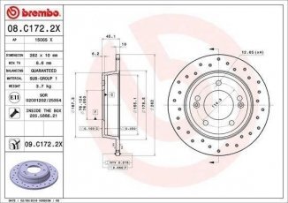 Купить 08.C172.2X Brembo Тормозные диски Велостер (1.6 GDI, 1.6 MPI, 1.6 T-GDI)