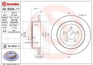 Купить 08.B529.11 Brembo Тормозные диски Cherokee (2.8 CRD, 2.8 CRDi, 3.7 V6)