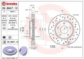 Тормозной диск 09.B647.1X Brembo фото 1