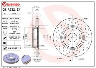 Купить 09.A532.2X Brembo Тормозные диски Соул (0.0, 1.6)