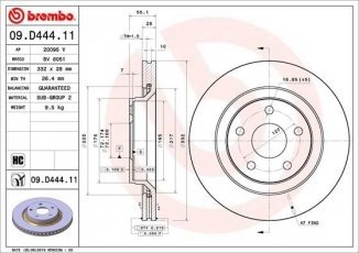Купити 09.D444.11 Brembo Гальмівні диски Wrangler (2.8 CRD, 3.6 V6, 3.8)
