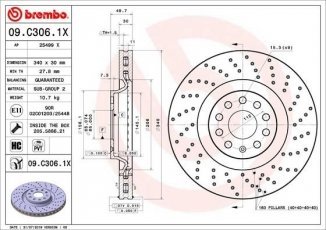 Купить 09.C306.1X Brembo Тормозные диски Kodiaq (1.4 TSI, 2.0 TDI, 2.0 TSI)