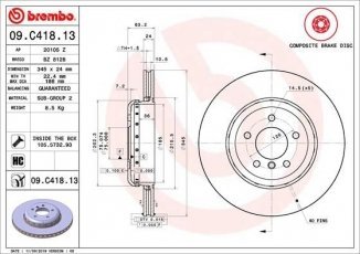 Купить 09.C418.13 Brembo Тормозные диски БМВ Е60 (Е60, Е61) (3.0, 4.0, 4.4, 4.8)