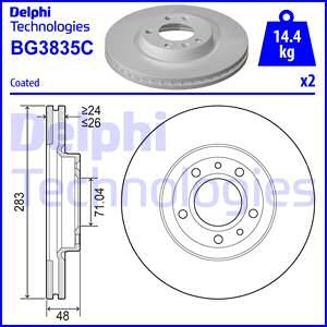 Купить BG3835C DELPHI Тормозные диски Peugeot 407 (1.6, 1.7, 2.0)