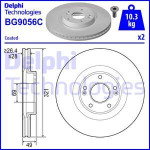 Купить BG9056C DELPHI Тормозные диски Санта Фе (2.0, 2.2, 2.4, 2.7)