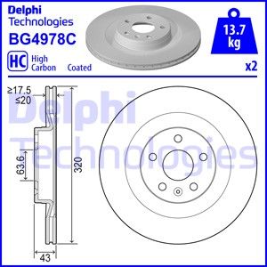 Купить BG4978C DELPHI Тормозные диски XC90 2.0