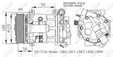 Купити 32239 NRF Компресор кондиціонера Сітроен С5 (2, 3) с шкивом
