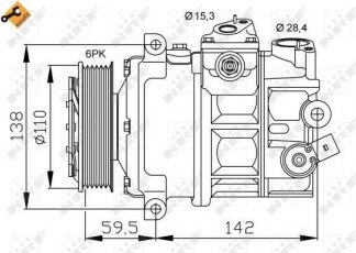 Купити 32147 NRF Компресор кондиціонера Audi A6 C5 с шкивом