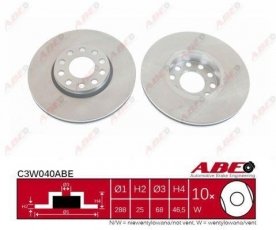 Купить C3W040ABE ABE Тормозные диски Пассат Б5 (1.6, 1.8, 1.9, 2.0)