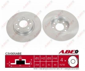Купить C3V005ABE ABE Тормозные диски Volvo 440 (1.6, 1.7, 1.8, 1.9, 2.0)