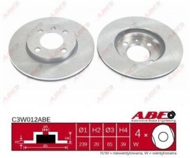Купить C3W012ABE ABE Тормозные диски Audi 80 (1.6, 1.8, 2.1)