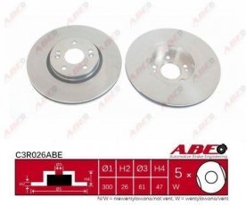Купить C3R026ABE ABE Тормозные диски Laguna 2 (1.6, 1.8, 1.9, 2.0, 2.2)