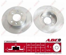 Купить C3R002ABE ABE Тормозные диски Twingo 1 (1.2, 1.2 16V, 1.2 LPG)