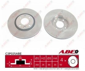 Купить C3P025ABE ABE Тормозные диски Пежо 5008 (1.6 16V, 1.6 HDi)