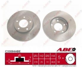 Купить C33084ABE ABE Тормозные диски Mazda 3 (BK, BL) (1.3, 1.4, 1.6)