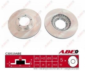 Купить C30519ABE ABE Тормозные диски Hyundai H1 (2.4, 2.5)