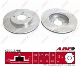 Купить C3G015ABE ABE Тормозные диски Mazda 2 (1.2, 1.4, 1.6)