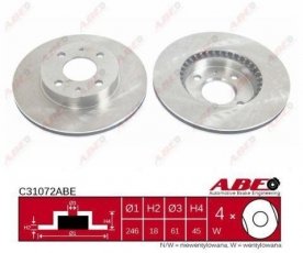 Купить C31072ABE ABE Тормозные диски Almera (N15, N16) (1.4, 1.6, 2.0)