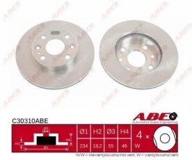 Купить C30310ABE ABE Тормозные диски Киа Рио (1.3, 1.5 16V)