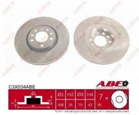 Купить C3X034ABE ABE Тормозные диски Astra (G, H) (1.6, 1.7, 1.9, 2.0)