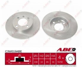 Купить C3W019ABE ABE Тормозные диски Поло (1.0, 1.3, 1.6, 1.9)