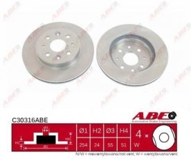 Купить C30316ABE ABE Тормозные диски Kia Rio (1.3, 1.5 16V)