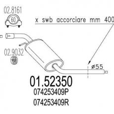 Купить 01.52350 MTS Средний глушитель Транспортер Т4 (2.5 TDI, 2.5 TDI Syncro)