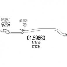 Купити 01.59660 MTS Середній глушник Peugeot 406 (2.0, 2.0 16V)