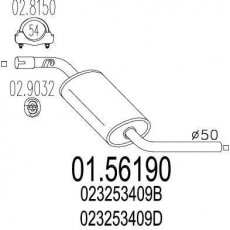 Купити 01.56190 MTS Середній глушник Transporter T4 (1.9, 2.0, 2.4, 2.5)