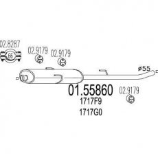Купить 01.55860 MTS Средний глушитель Peugeot