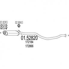 Купити 01.52820 MTS Середній глушник Peugeot 405 (1.4, 1.6, 1.8, 1.9)