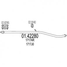 Купить 01.42280 MTS Труба выхлопного газа Peugeot 206 (1.1, 1.1 i, 1.4 i)