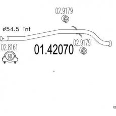 Купить 01.42070 MTS Труба выхлопного газа Peugeot 406 (1.9 D, 2.0 HDI 90)