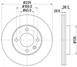 Купить 8DD 355 100-191 Behr Hella Тормозные диски Венто (1.4, 1.9 D, 1.9 SDI)
