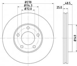 Купити 8DD 355 110-881 Behr Hella Гальмівні диски Mazda 5 (1.6, 1.8, 2.0, 2.3, 2.5)