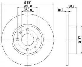 Купить 8DD 355 101-101 Behr Hella Тормозные диски Linea (1.4, 1.6, 1.7, 1.8, 1.9)