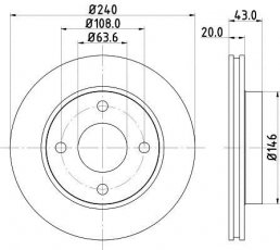 Купити 8DD 355 102-231 Behr Hella Гальмівні диски Ескорт (5, 6, 7) (1.3, 1.4, 1.6, 1.8, 2.0)