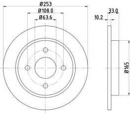 Купить 8DD 355 105-661 Behr Hella Тормозные диски Фиеста (5, 6) (1.0, 1.5, 1.6, 2.0)