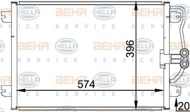Купить 8FC 351 037-751 Behr Hella Радиатор кондиционера Megane 1 (1.4, 1.6, 1.8, 1.9, 2.0)