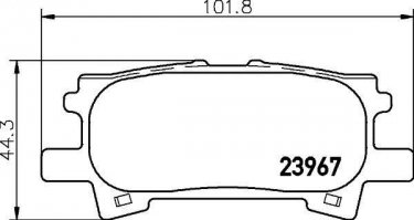 Купити 8DB 355 010-621 Behr Hella Гальмівні колодки задні Lexus RX (3.0, 3.3, 3.5) без датчика зносу