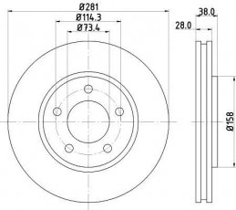 Купити 8DD 355 107-891 Behr Hella Гальмівні диски Вояджер (2.4, 2.5, 2.8, 3.3, 3.8)