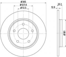 Купить 8DD 355 115-801 Behr Hella Тормозные диски Voyager Grand (2.8, 3.3, 3.6, 3.8)