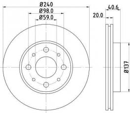 Купить 8DD 355 109-121 Behr Hella Тормозные диски Fiat 500 (1.2, 1.3 D Multijet)