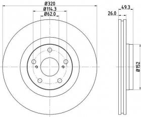 Купити 8DD 355 116-131 Behr Hella Гальмівні диски Avensis T27 (2.0 D-4D, 2.2 D-4D)