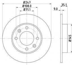Купить 8DD 355 108-391 Behr Hella Тормозные диски Citroen C4 (1.4, 1.6, 2.0)