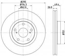 Купити 8DD 355 114-671 Behr Hella Гальмівні диски Авенсіс Т25 (2.2 D-4D, 2.2 D-CAT)